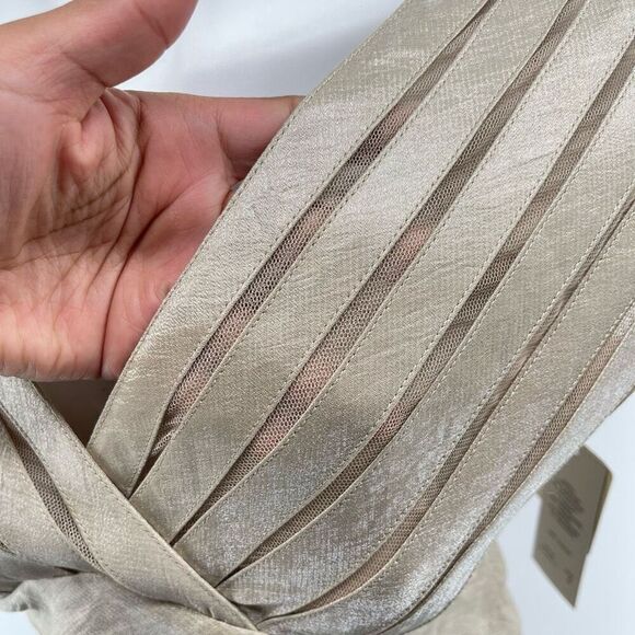 Adrianna Papell 6P Petite Champagne Metallic Tiered V-Neck Dress, New With Tag - Picture 7 of 17